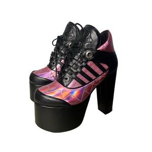 NWOT Demonia Torment 216 Pink Hologram Platform Shoes Size 8 New Dolls Kill